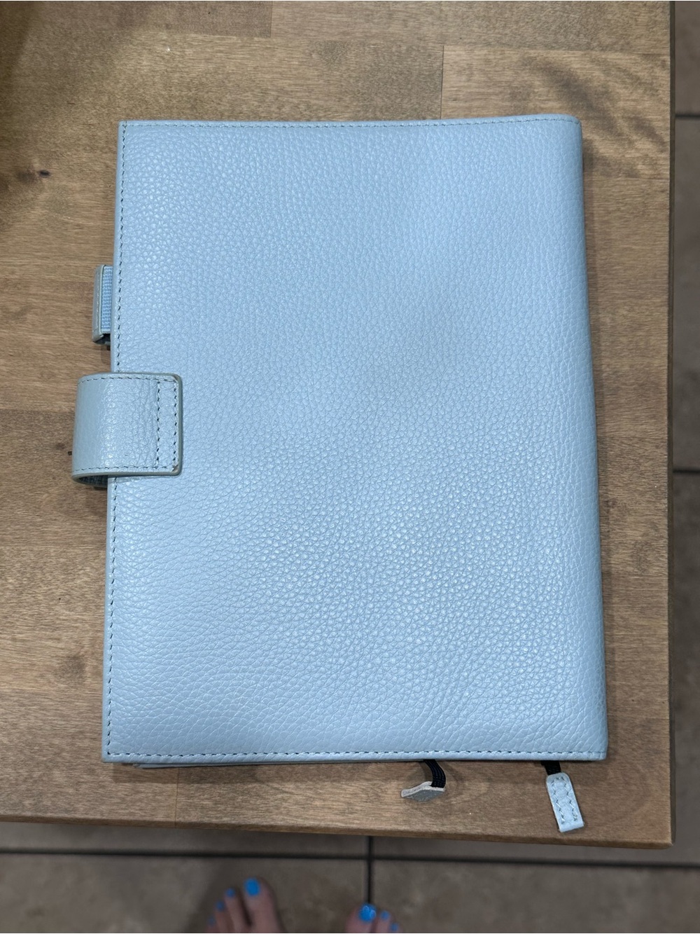 Moterm Light Blue Pebbled Leather Cover for A5 notebook with Snap Closure - Picture 2 of 3